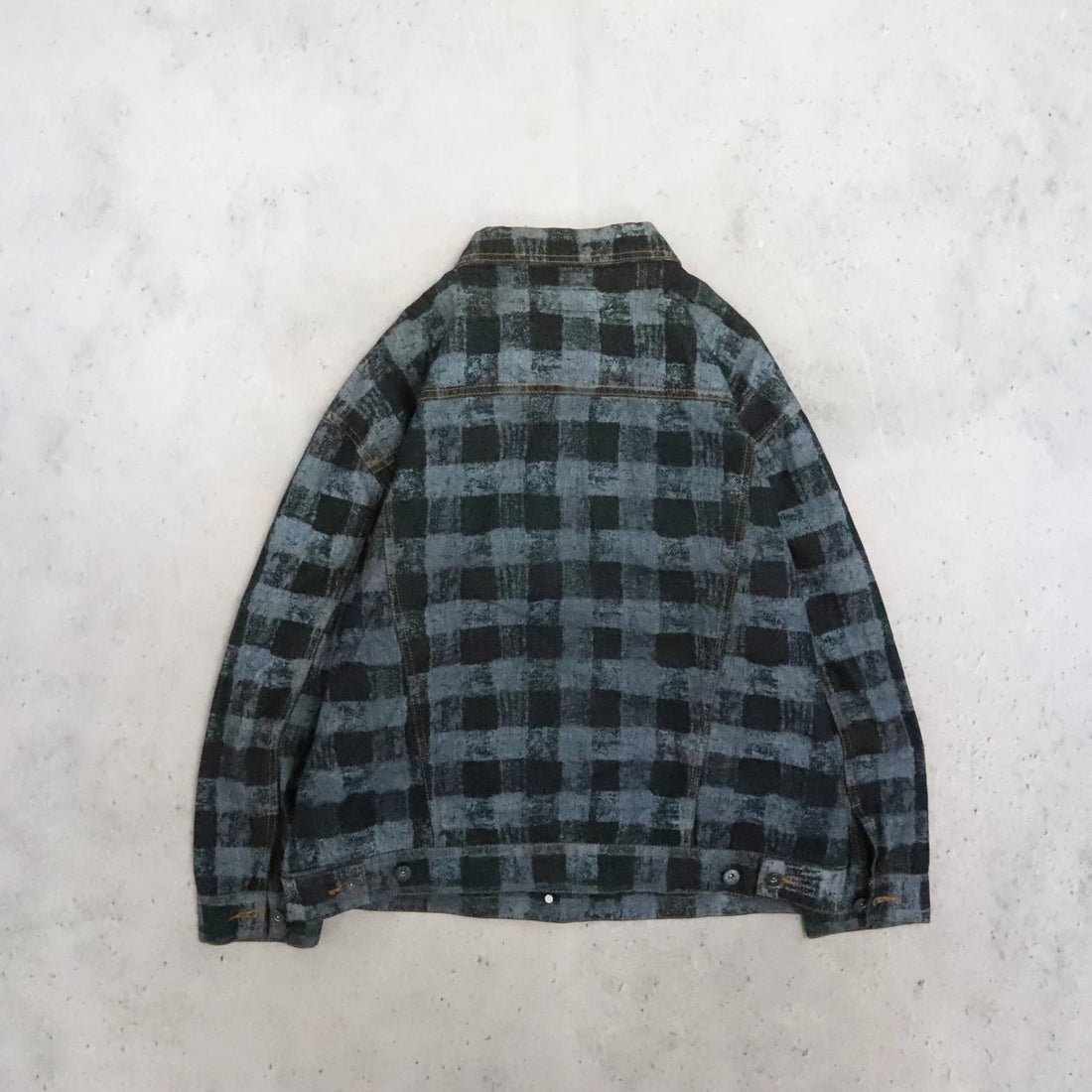 Vintage Checkered Denim Jacket Size XL Y2K