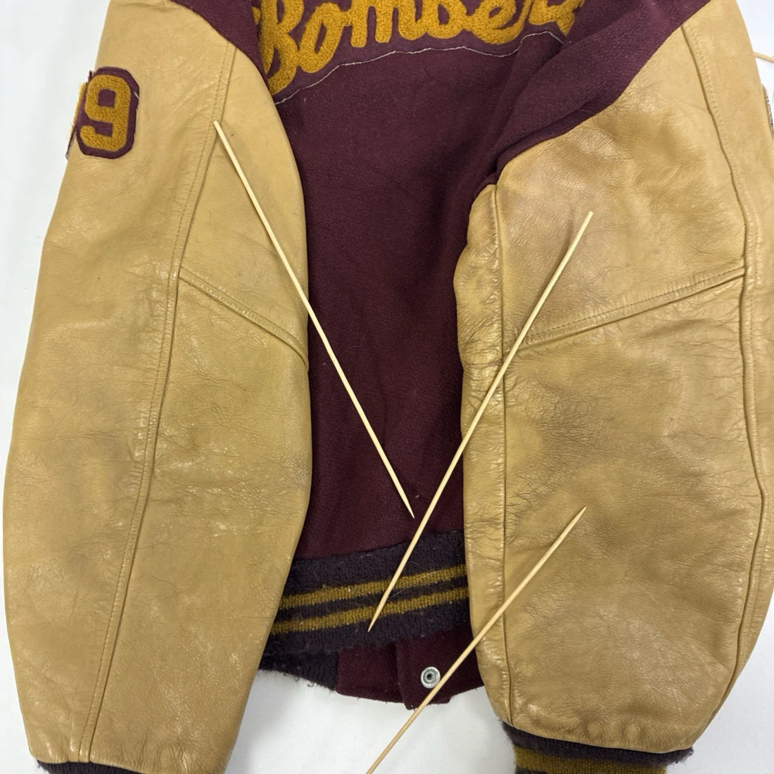 Vintage Bombers Leather Wool Varsity Letterman Jacket Size Large 70s