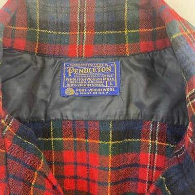 Vintage Pendleton Wool Board Button Up Shirt Size Large Red Plaid