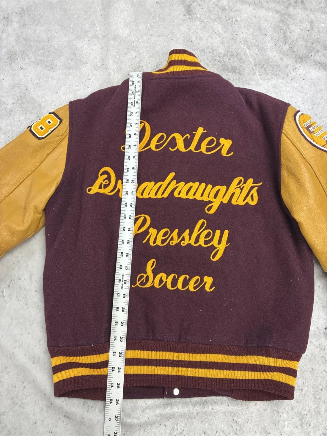 Vintage Dexter Dreadnaughts Soccer Leather Wool Varsity Letterman Jacket Small