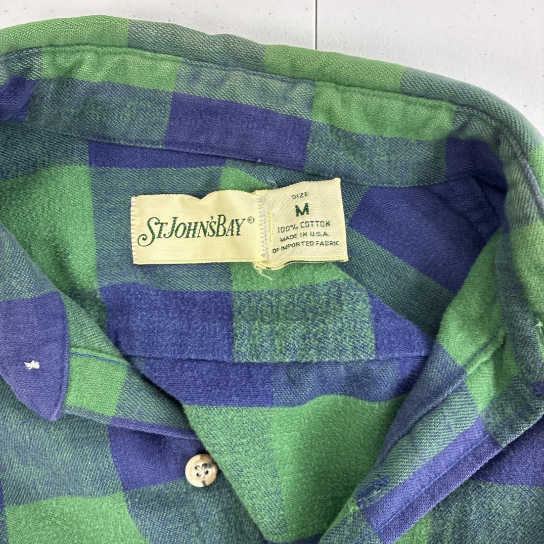 Vintage St John's Bay Button Up Shirt Size Medium Buffalo Plaid