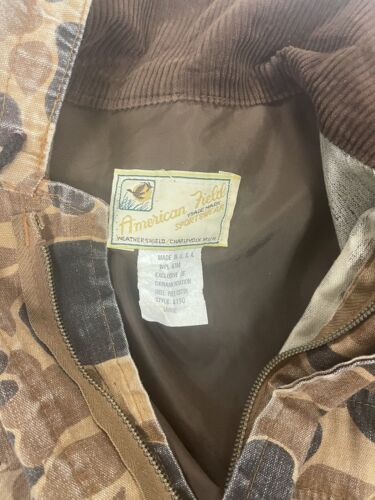 Vintage American Field Camo Hunting Jacket Size Large Brown