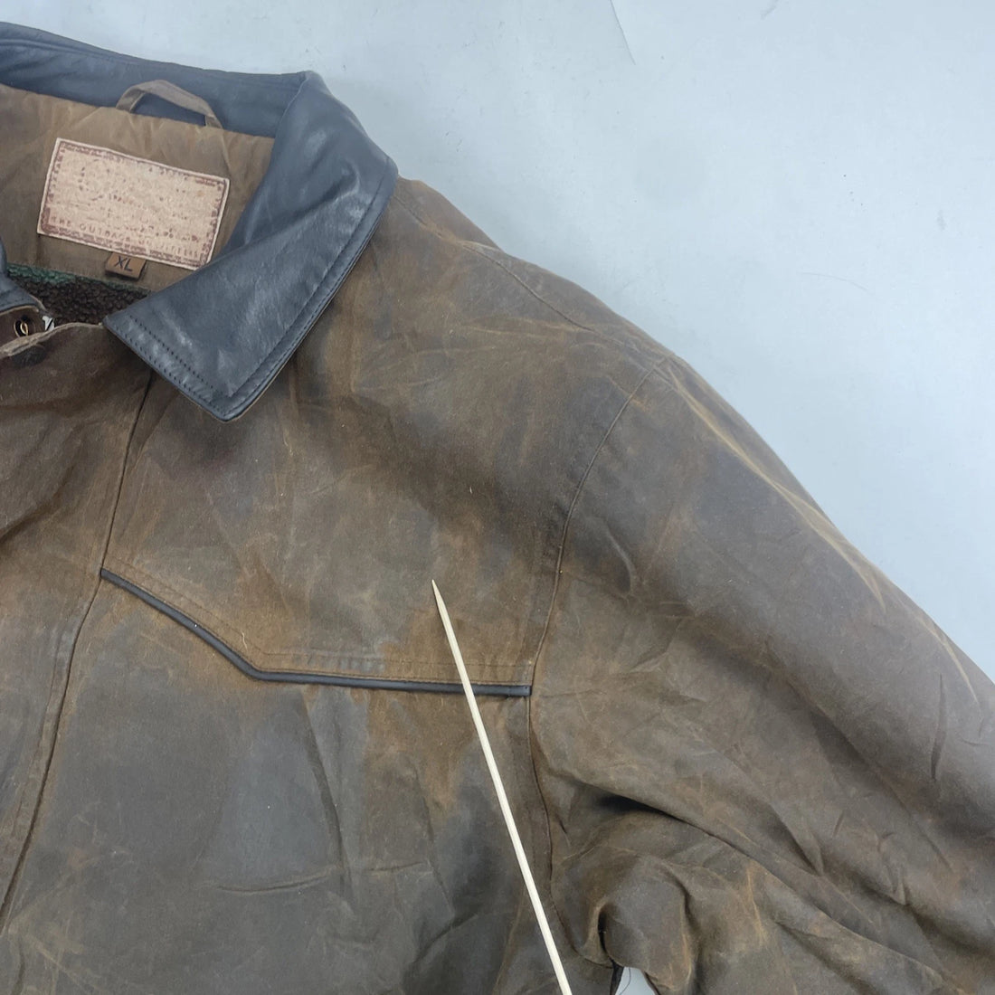 Outback Western Waxed Bomber Jacket Size XL Brown