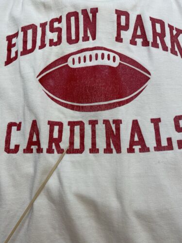 Vintage Edison Park Cardinals Football Raglan T-Shirt Size Medium 70s 80s