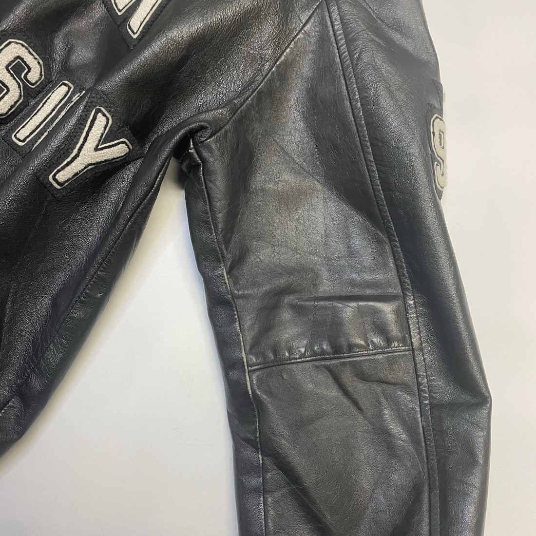 Vintage York University Leather Varsity Jacket Size 42