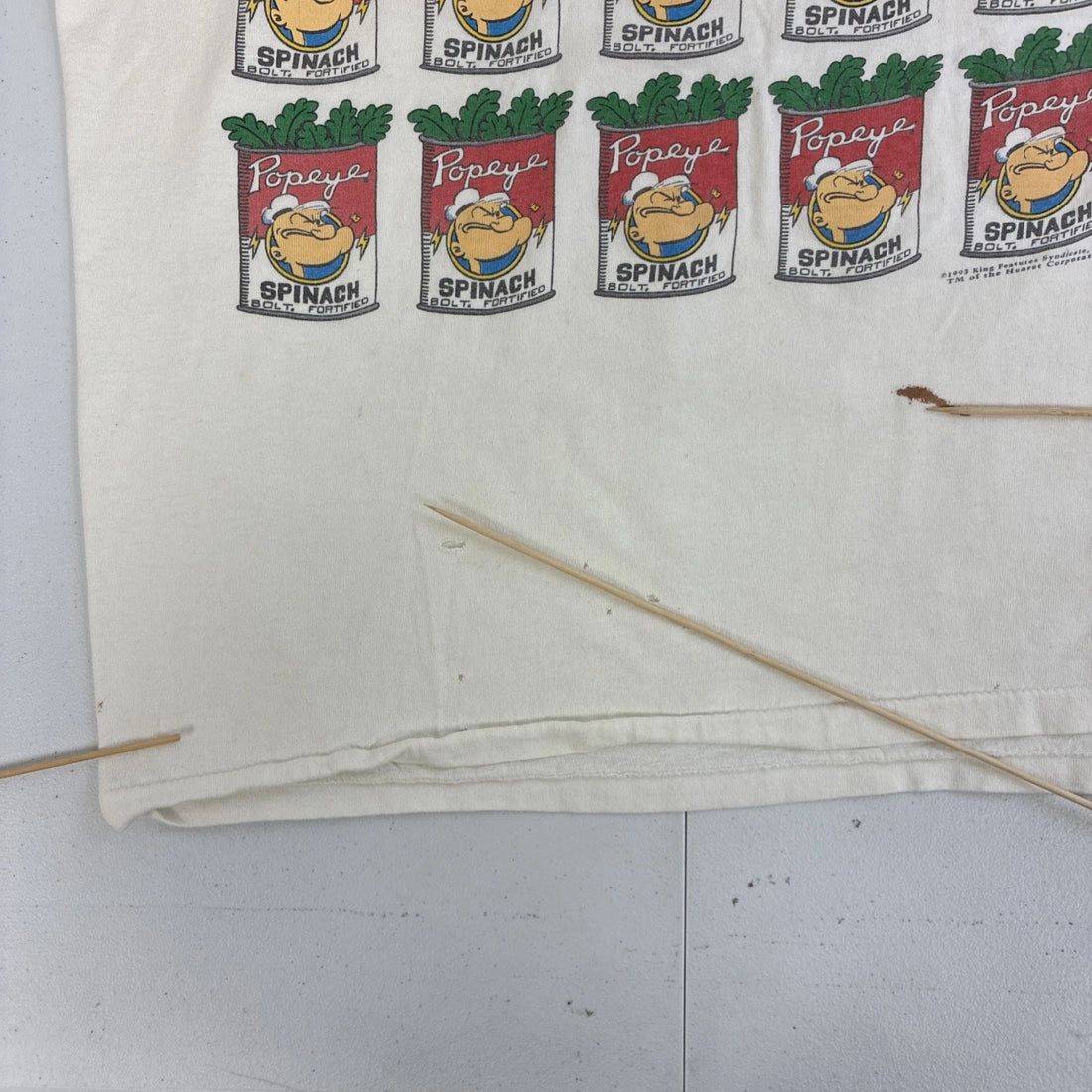 Vintage Popeye Spinach Andy Warhol T-Shirt Size Large 1993 90s
