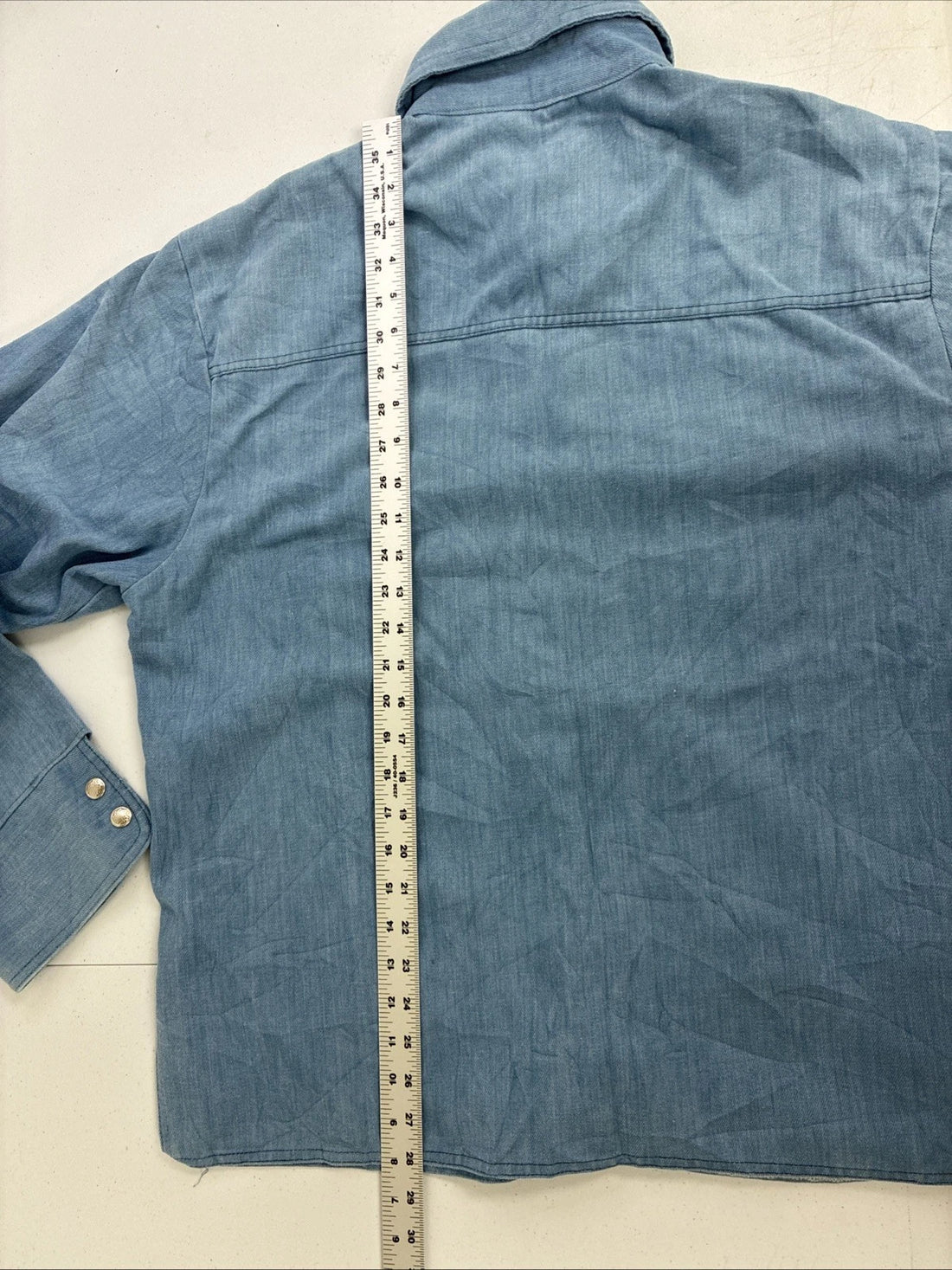 Vintage Big Yank Permanent Press Western Denim Shirt Size Large
