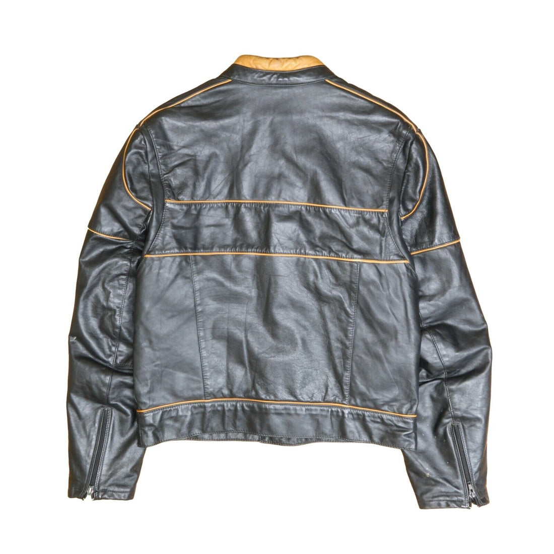Vintage Honda Cafe Racer Motorcycle Leather Jacket Size 44 Black