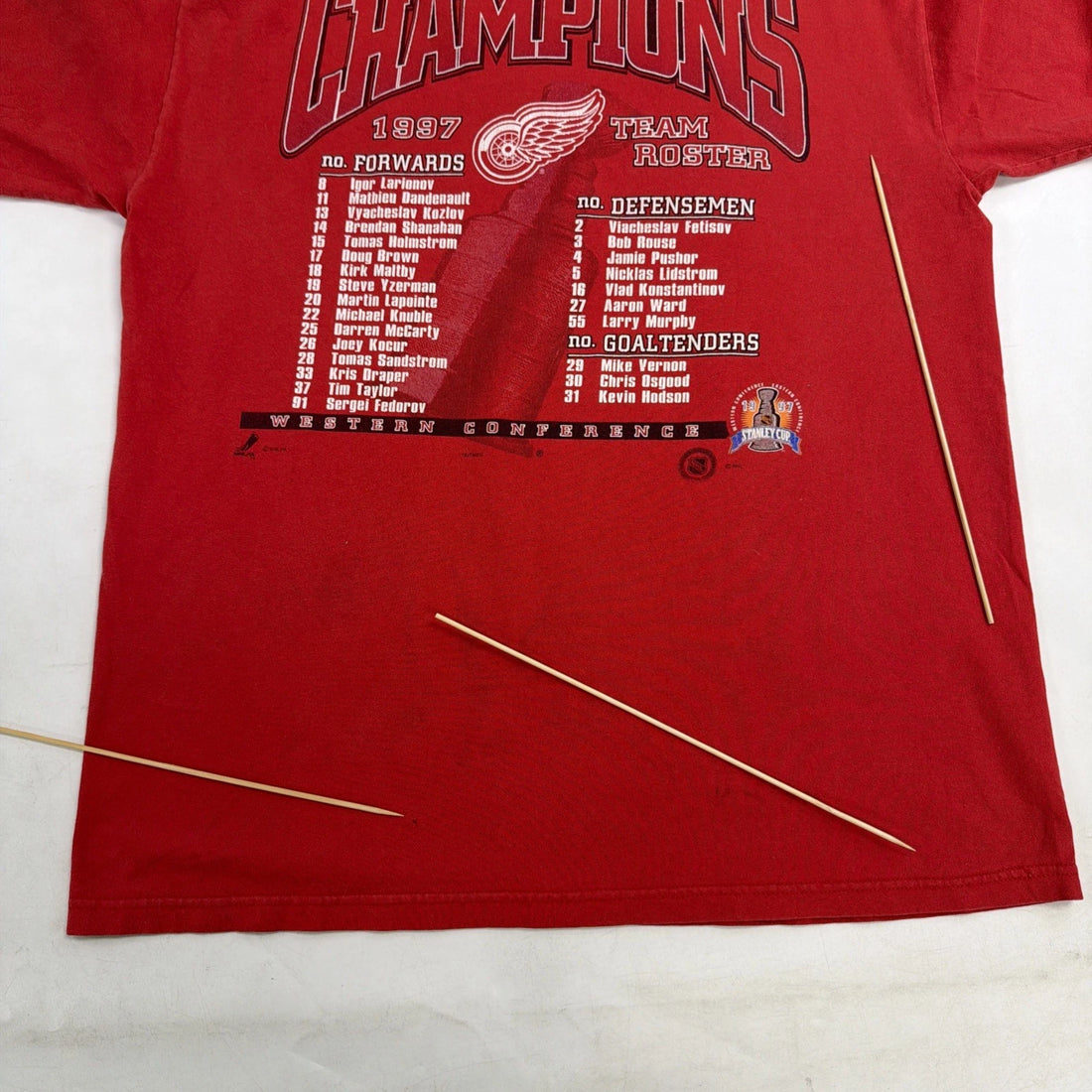 Vintage Detroit Red Wings Stanley Cup Champs T-Shirt Size Large 1997 90s NHL