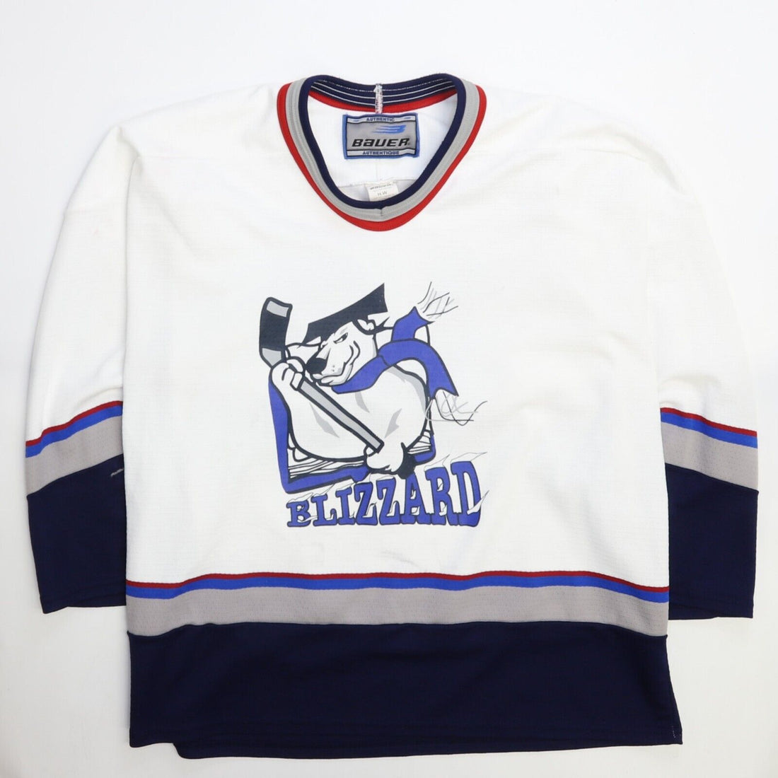 Vintage Polar Bear Blizzard Bauer Hockey Jersey Size Large White