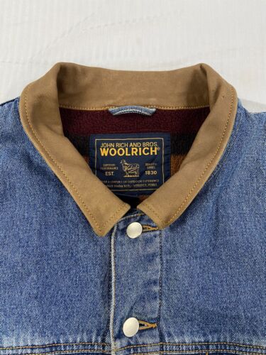 Vintage Woolrich Denim Trucker Jacket Size XL Fleece Lined