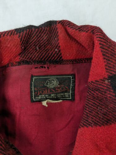 Vintage Johnson Woolen Mills Wool Coat Jacket Small Plaid Talon Zip