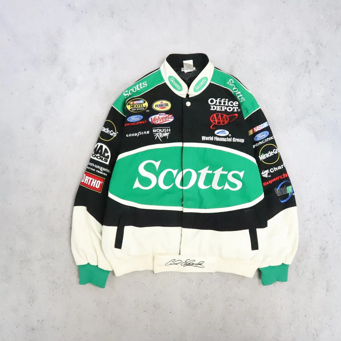 Vintage Carl Edwards Scotts Racing Jacket Size Large NASCAR