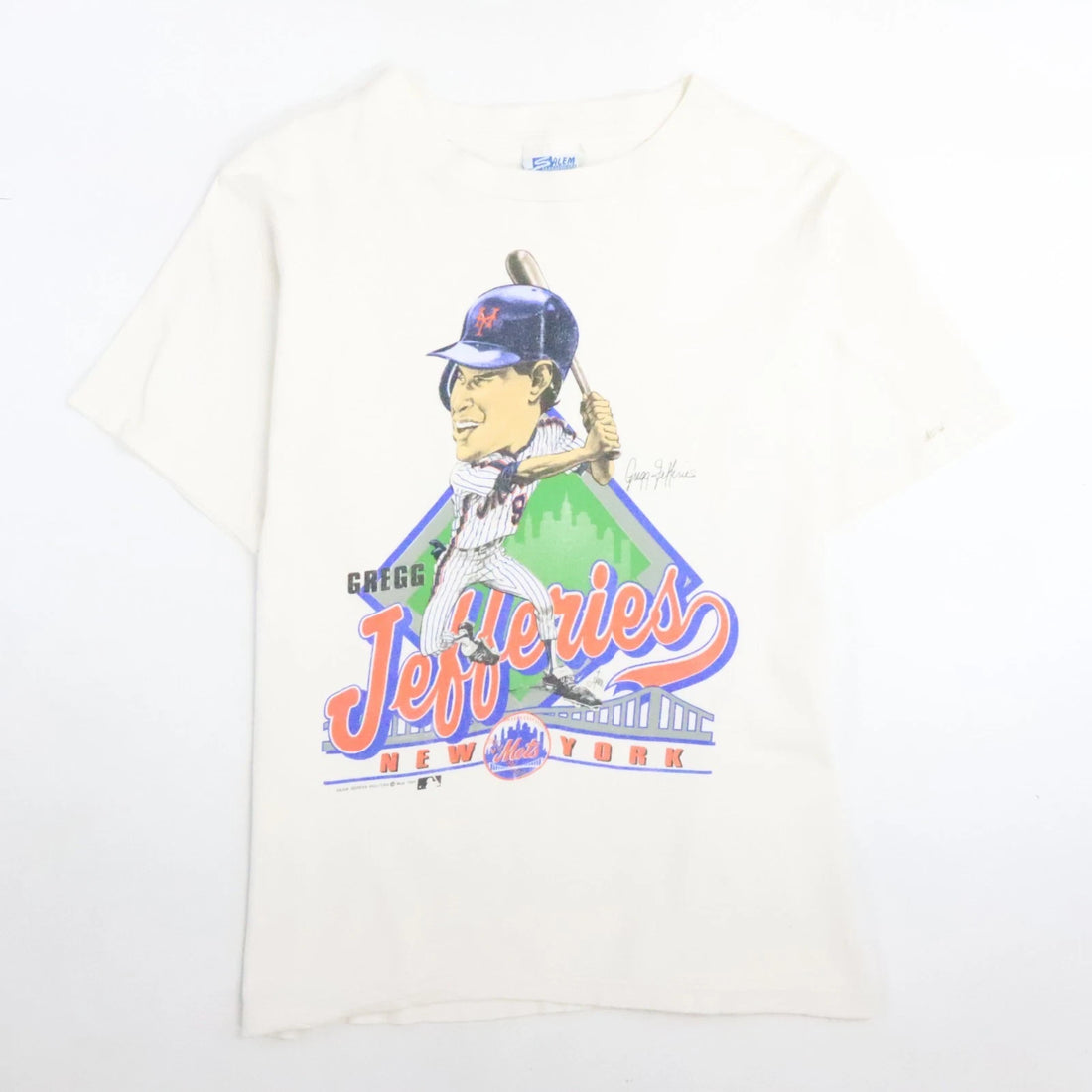 Vintage Gregg Jeffries New York Mets Caricature Salem T-Shirt Medium 1989 MLB