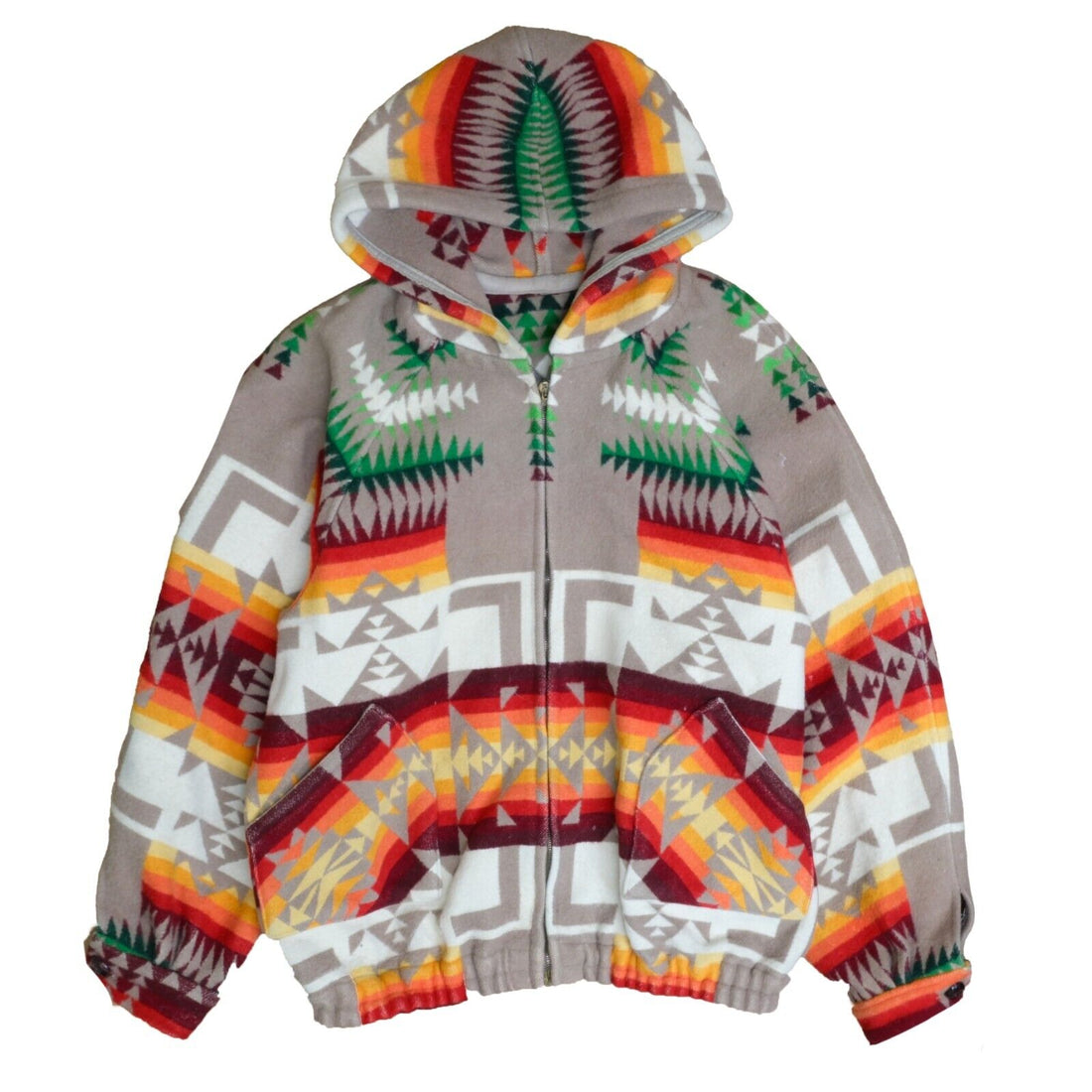 Vintage Aztec Wool Bomber Jacket Size Large Hooded