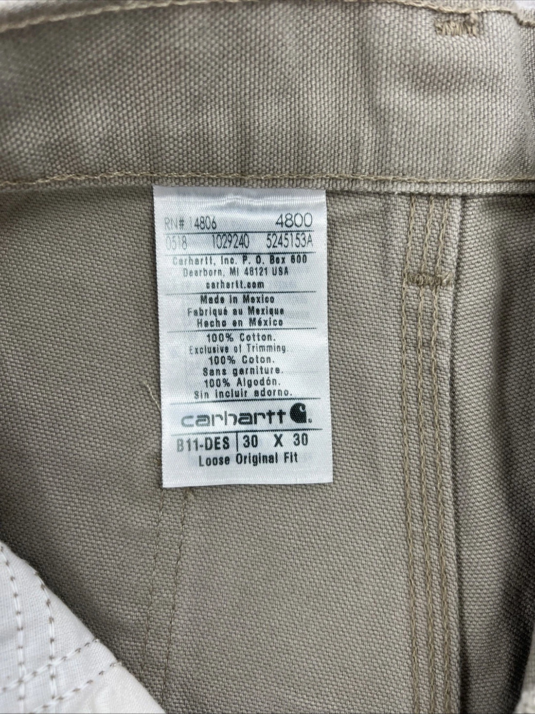 Carhartt Canvas Carpenter Work Pants Size 30 X 30