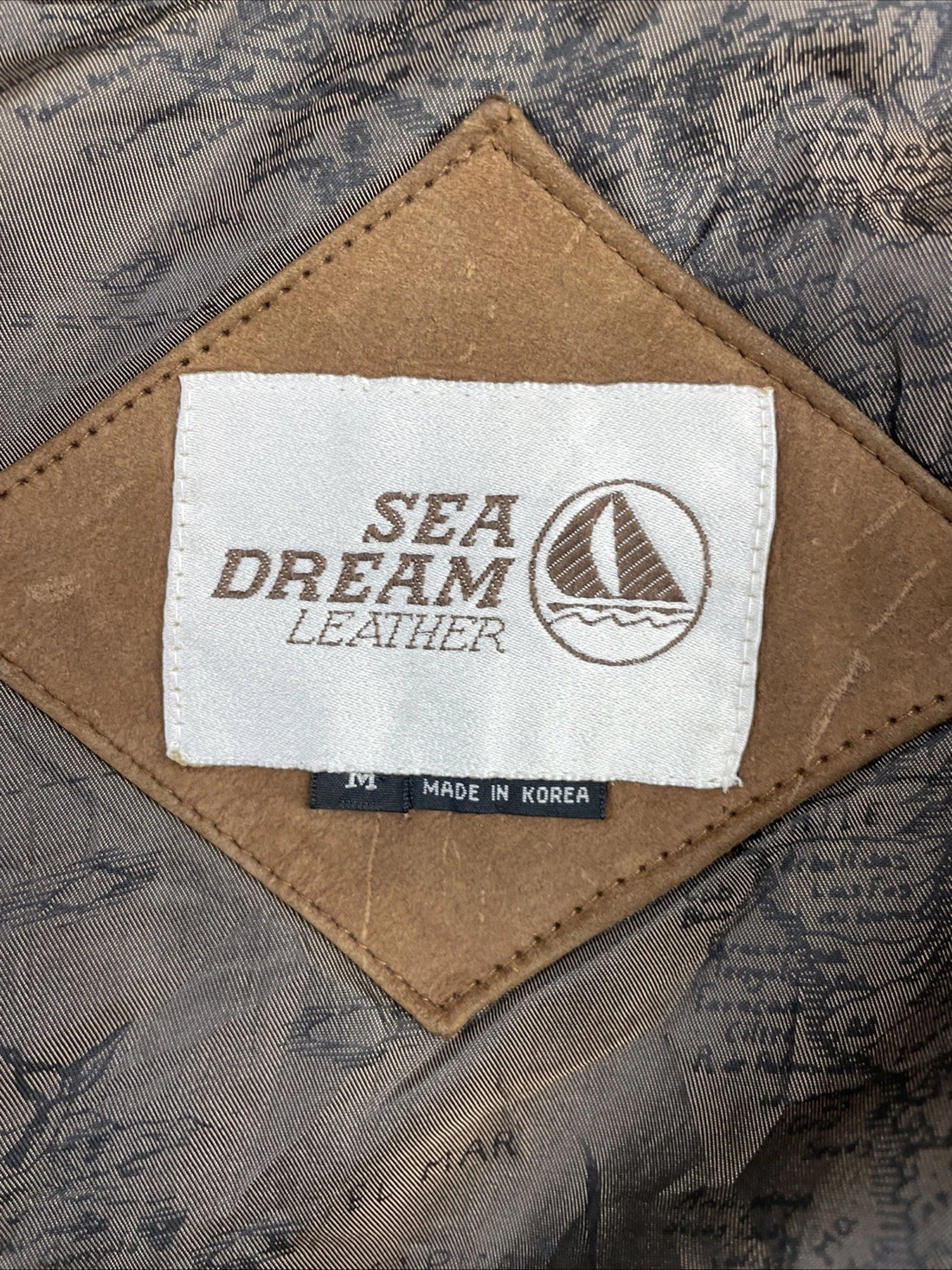 Vintage Sea Dream Leather Suede Bomber Jacket Size Medium Brown
