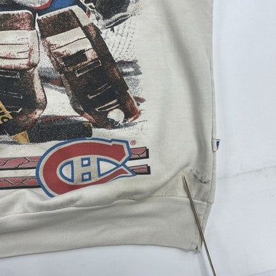 Vintage Montreal Canadiens Bulletin Sweatshirt Size Large All Over Print 90s NHL