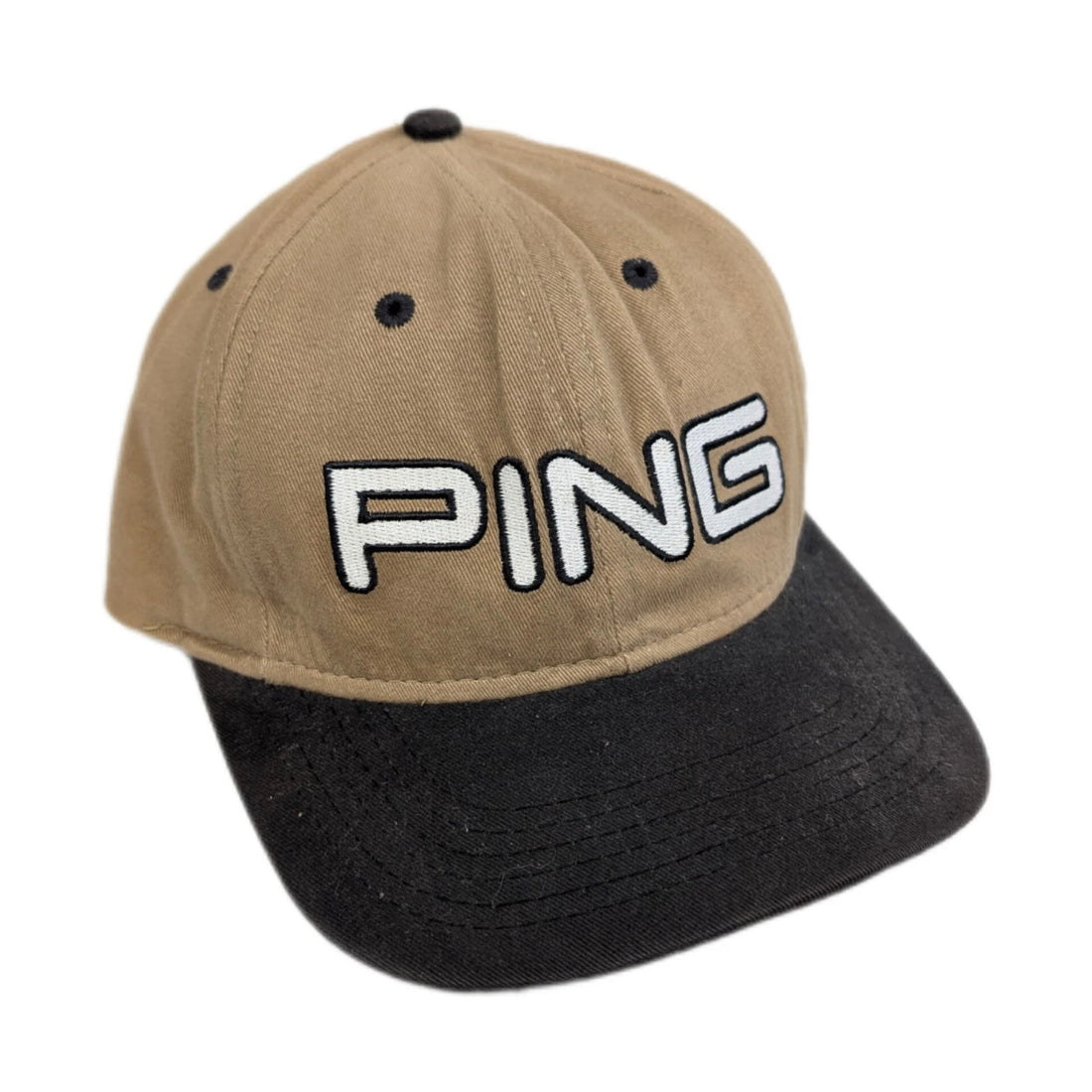 Vintage Ping Golf Two Tone Adjustable Hat Cap OSFA Leather Strap