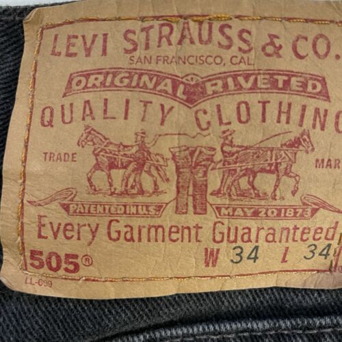 Vintage Levi Strauss & Co 505 Denim Jeans Pants Size 34 X 34 Black 505-0260