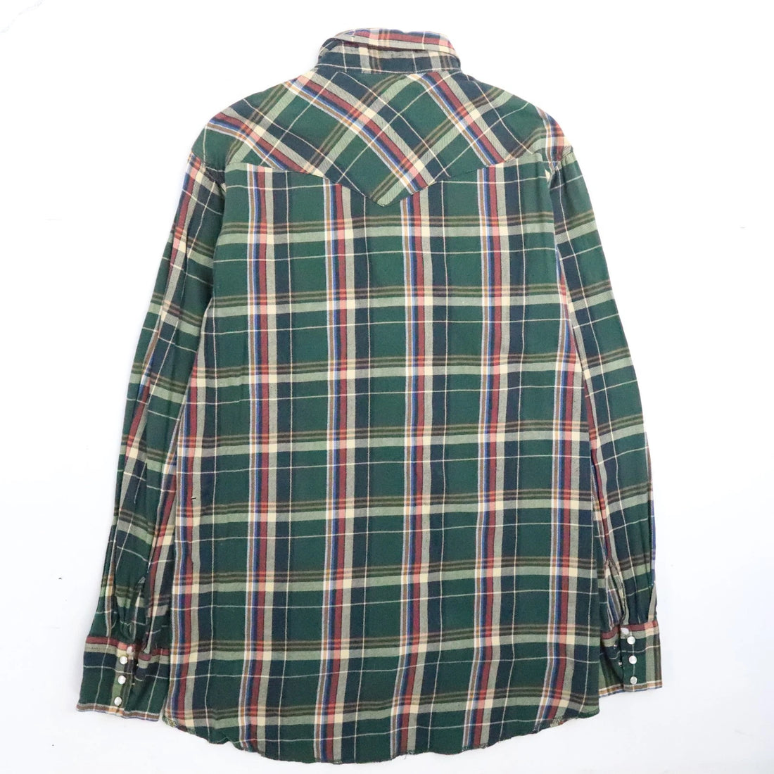 Vintage Wrangler Western Pearl Snap Shirt Size Large Green Plaid