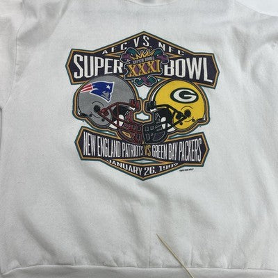 Vintage Packers Patriots Super Bowl XXXI Sweatshirt Crewneck Size 2XL 90s NFL