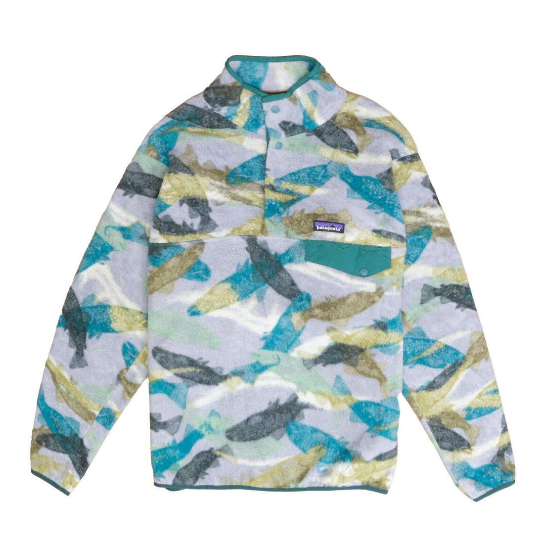 Patagonia Printed Snap-T Fleece Jacket Size Small Trout Tails Synchilla