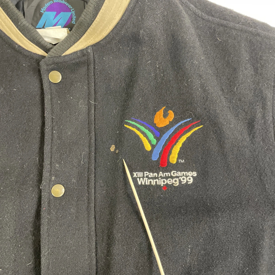 Vintage XIII Pan Am Games Winnipeg 1999 Leather Wool Varsity Jacket Size Medium