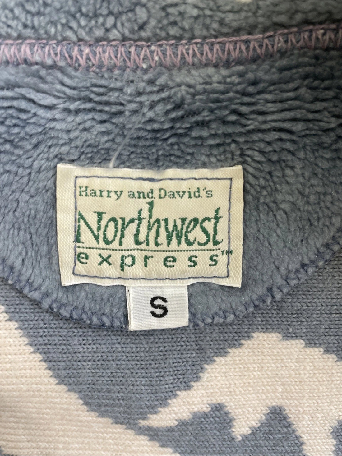 Vintage Northwest Express Snowflake Winter Fleece Jacket Small All Over Print