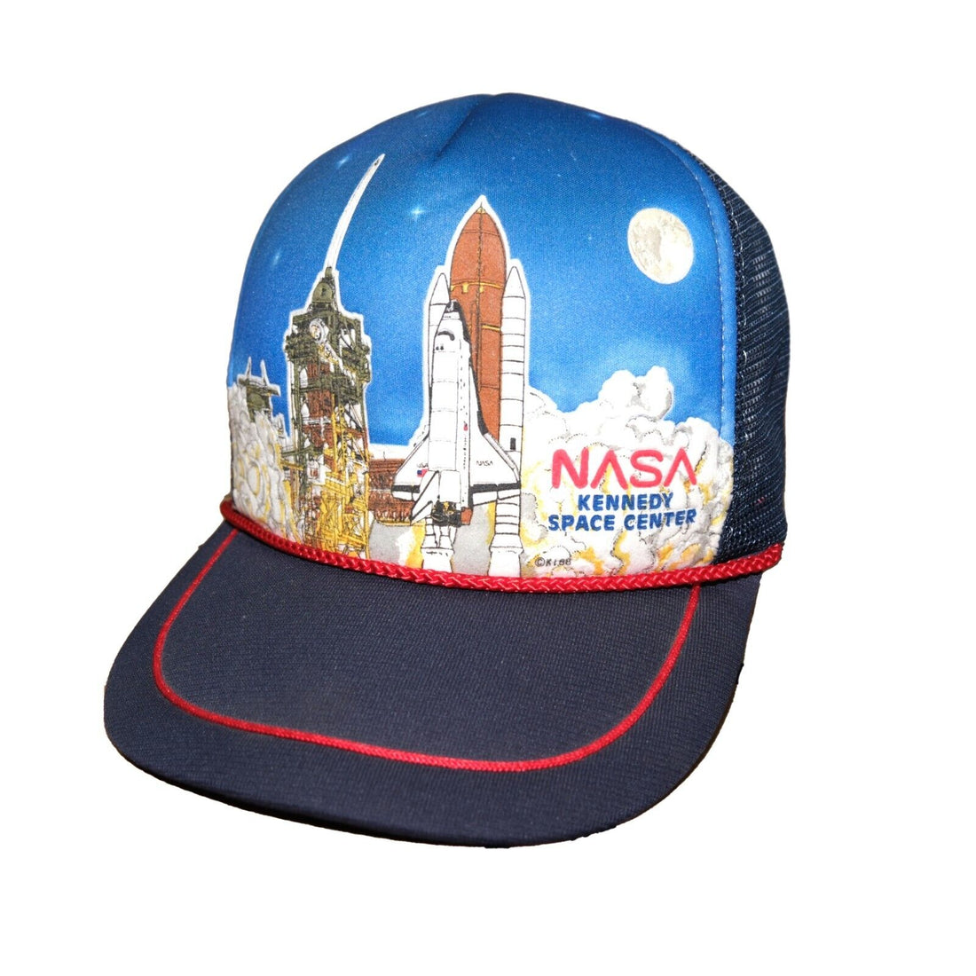 Vintage NASA Kennedy Space Center Trucker Mesh Snapback Hat OSFA 90s Space