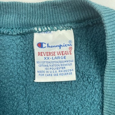 Vintage Champion Reverse Weave Crewneck Sweatshirt Size 2XL Teal 90s