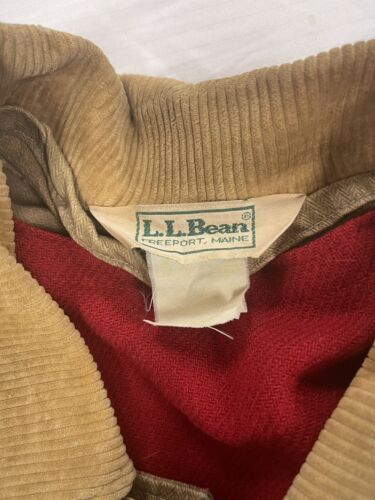 Vintage LL Bean Herringbone Barn Work Coat Jacket Size XL Brown Corduroy Trim