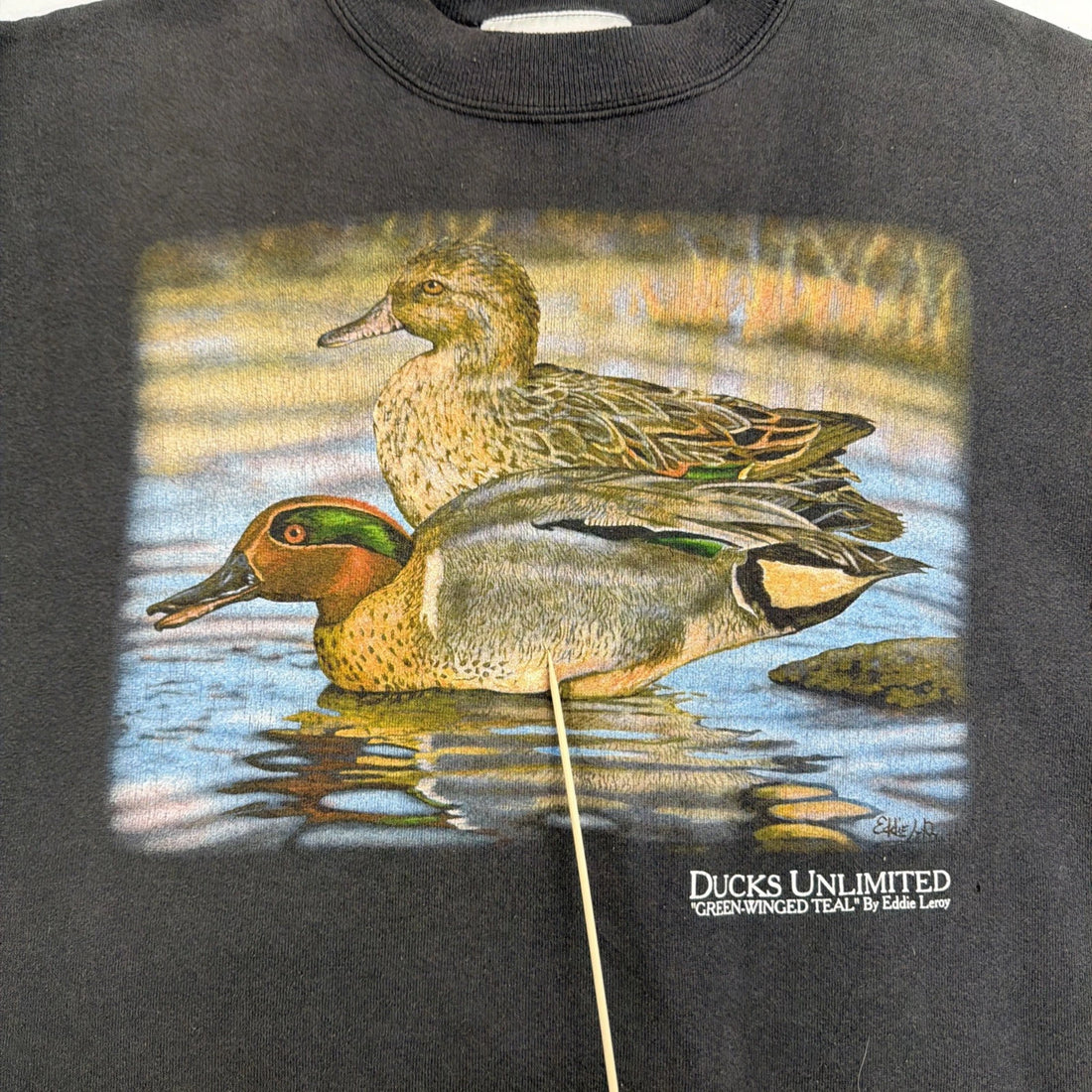 Vintage Green Winged Teal Eddie Leroy Ducks Unlimited Sweatshirt Large Nature