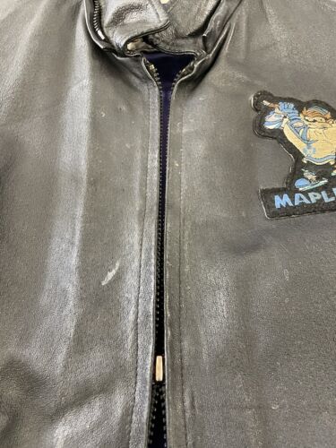 Vintage Toronto Maple Leafs Taz Looney Tunes Leather Vasity Jacket Large 90s NHL