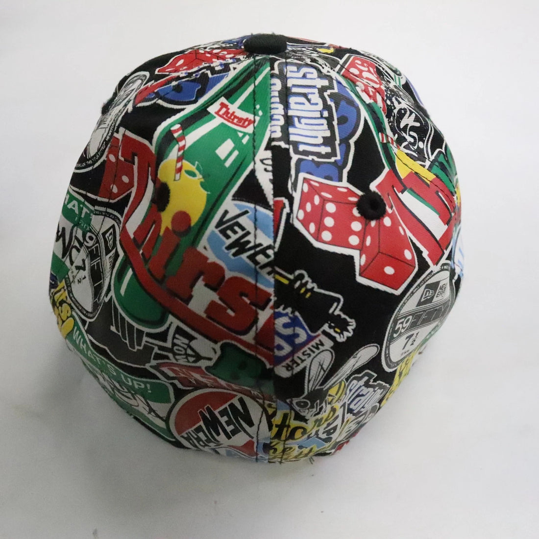 Originators Of The True Fitted Hat Cap Size 7 3/8 All Over Print Faux Leather