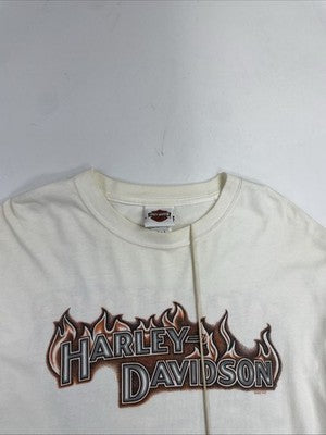 Harley Davidson Motorcycles Flame Long Sleeve T-Shirt XL White
