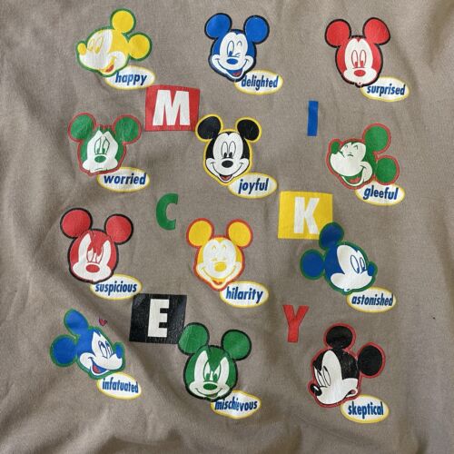 Vintage Mickey Mouse Emotion Sweatshirt Crewneck Size Large Disney