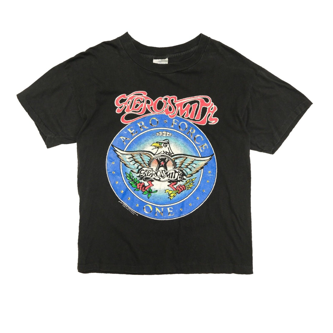 Vintage Aerosmith Aero-Force One Tour Brockum T-Shirt Large Black Band 1989 80s