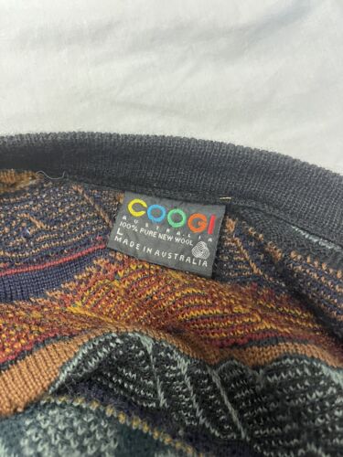 Vintage Coogi Wool 3D Knit Cardigan Sweater Size Large Multicolor 90s