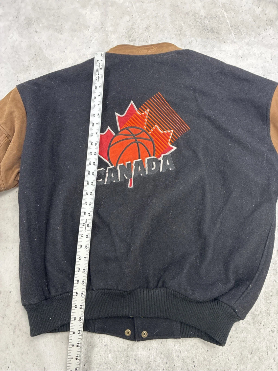 Vintage Basketball Canada Leather Wool Varsity Jacket Size Large