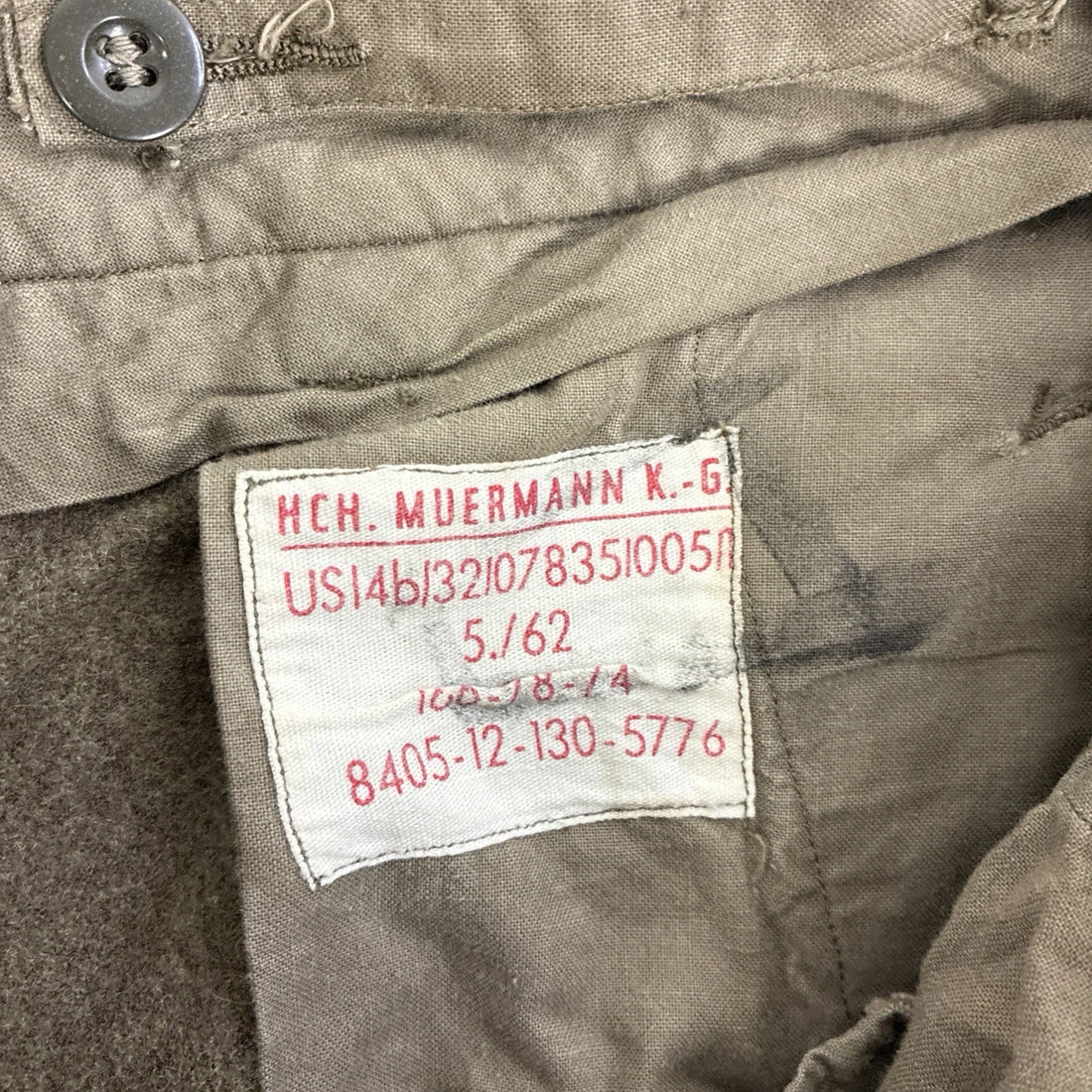 Vintage HCH Muermann KG Germany Military Army Wool Pants Size 30-32