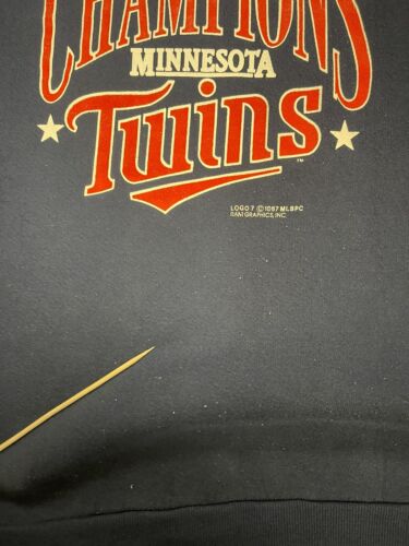 Vintage Minnesota Twins World Series Champs Sweatshirt Size Large 1987 80s MLB