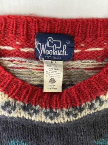 Vintage Woolrich Pheasant Wool Knit Sweater Size Medium Fair Isle
