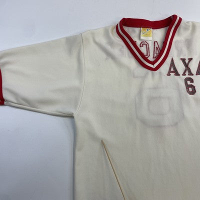 Vintage Alpha Chi Delta V-Neck Ringer Jersey T-Shirt Medium Sorority Fraternity