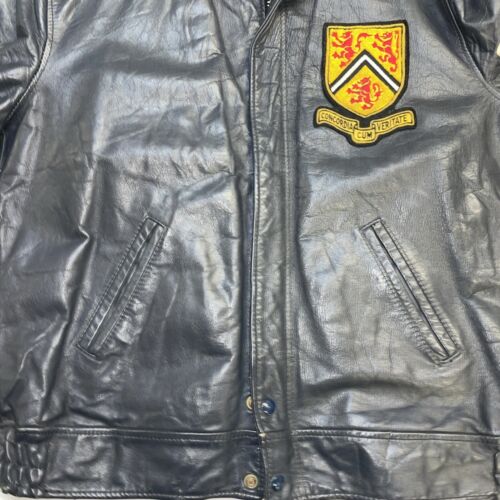 Vintage University of Waterloo Leather Varsity Jacket Size 42 1993 90s