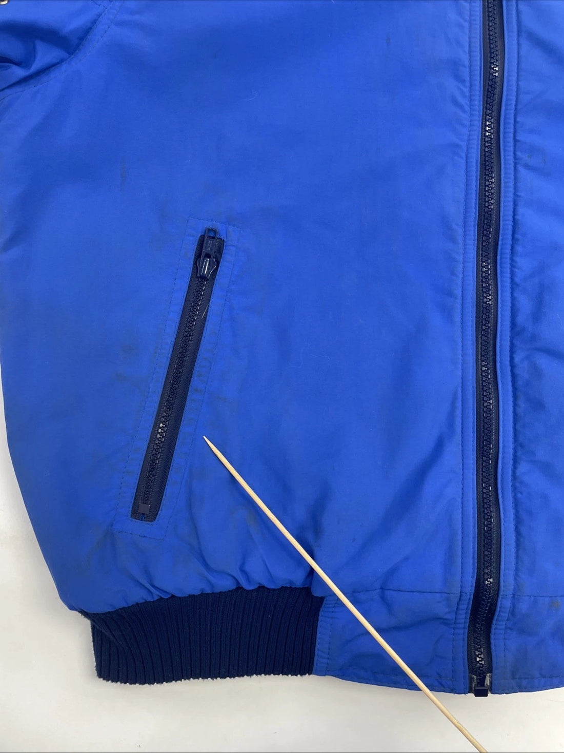 Vintage Eddie Bauer Bomber Jacket Size Large Blue Fleece Lined