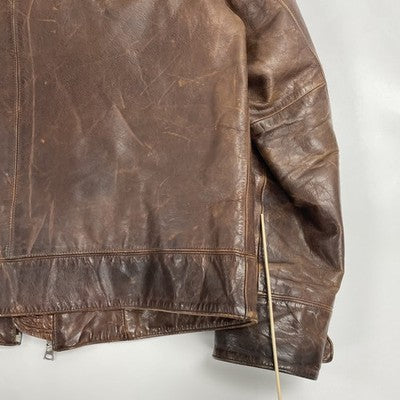 Vintage Banana Republic Leather Bomber Jacket Size Large Brown