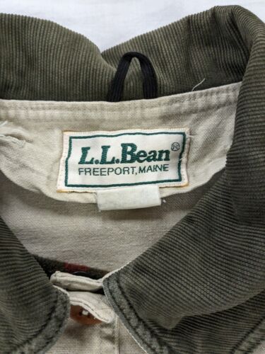 Vintage LL Bean Barn Work Coat Jacket Size Large Beige Wool Lined