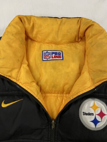 Vintage Pittsburgh Steelers Nike Reversible Puffer Vest Jacket Size Large NFL