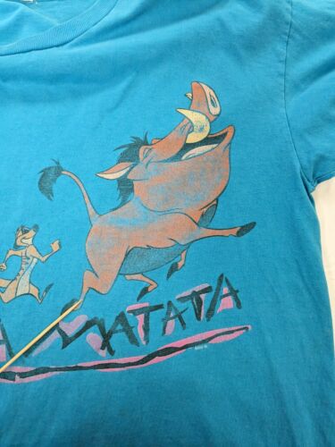 Vintage The Lion King Hakuna Matata Disney T-Shirt Size XL Teal Movie Promo